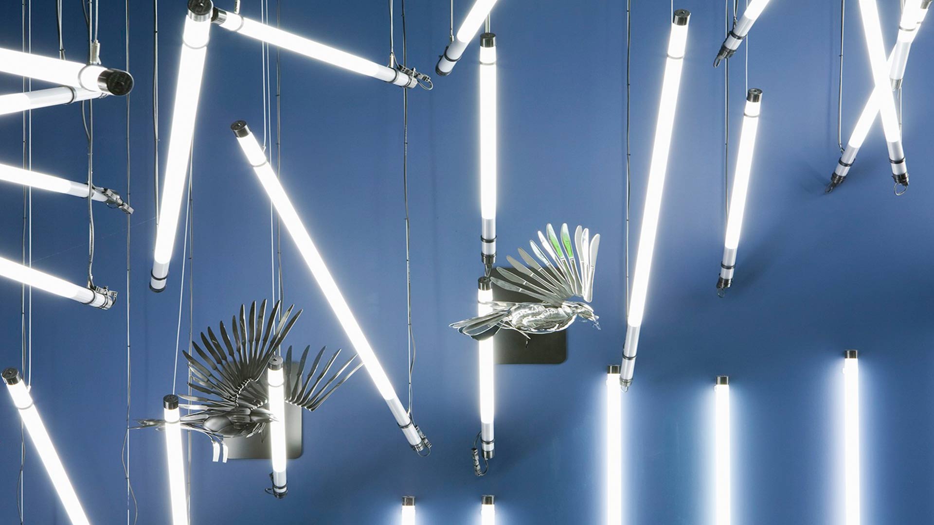 Light Sculpture Energy Efficient Lamps Cutlery Shaped Birds Nulty
