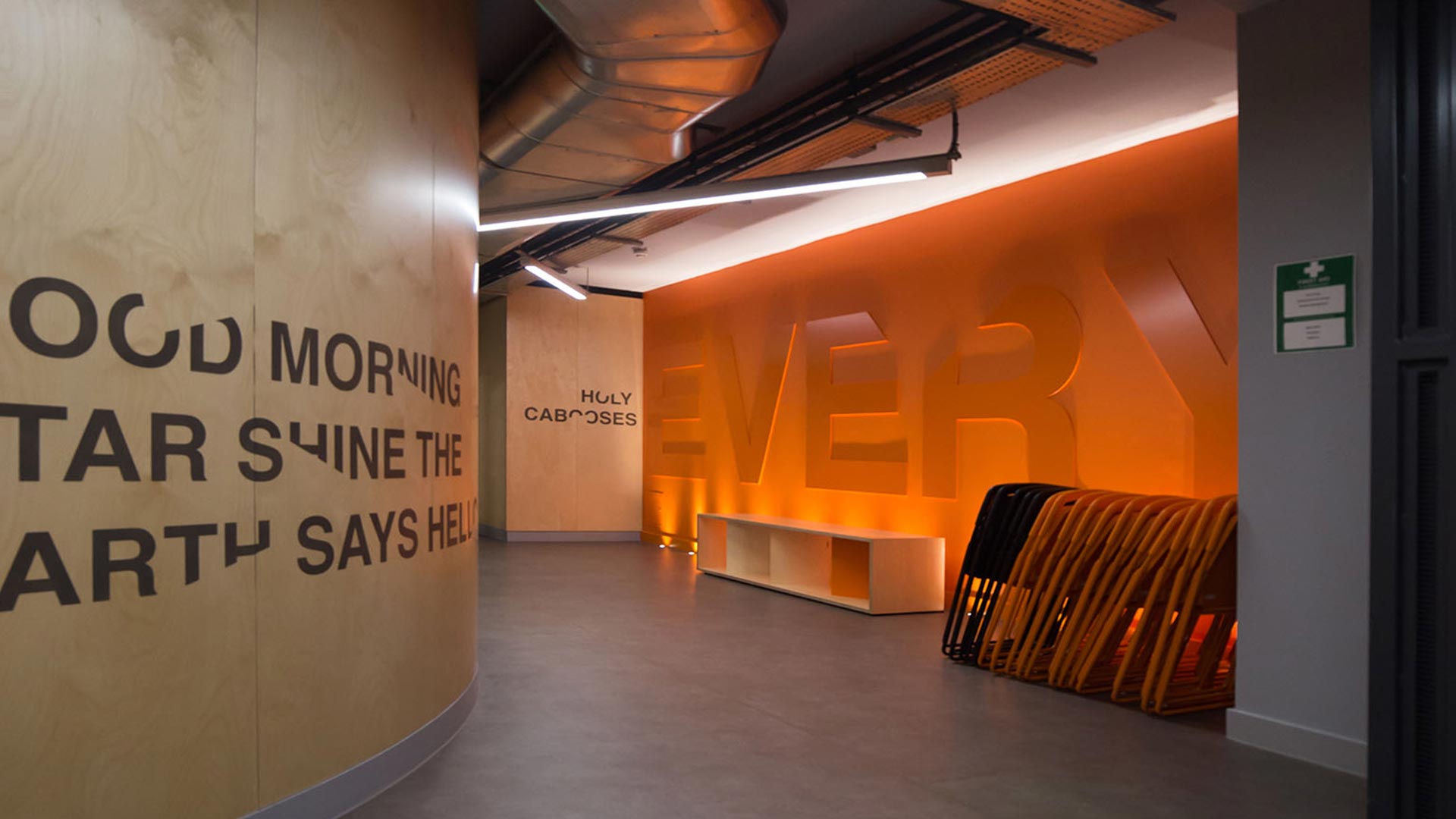 Lighting Design Solution Raw Industrial Interior Corridor Wall Writing Nulty