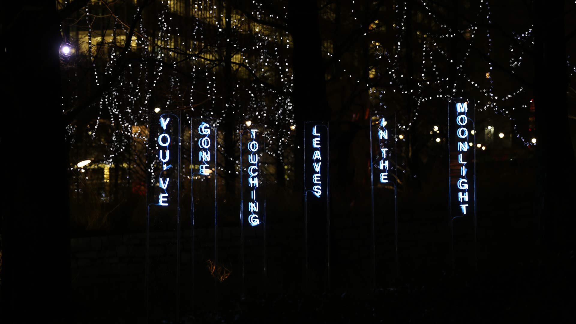 Garden Of Floating Words Light Art Installation Winter Lights Canary Wharf 2017