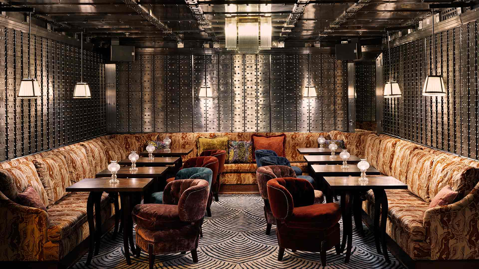Old Bank Vault Members Bar Luxurious Interior Design Lighting Scheme Nulty