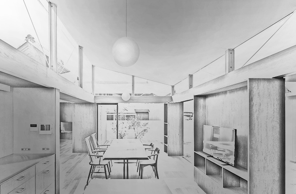 House With Gardens And Roof Hamamatsu Japan Sketch Built Form Modernity