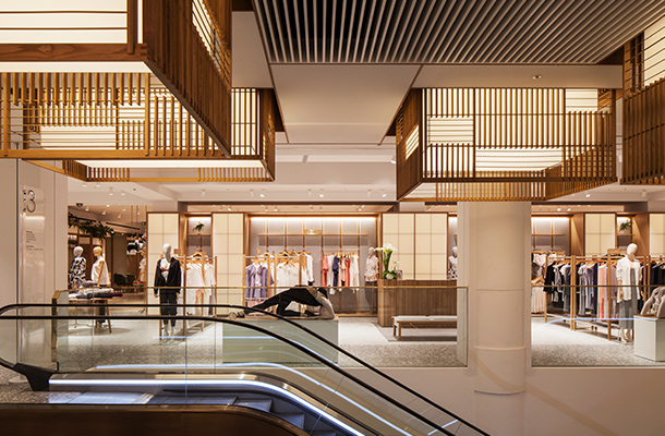 Large Lanterns Back Illuminated Barrisol Panels Escalators Department Store Nulty
