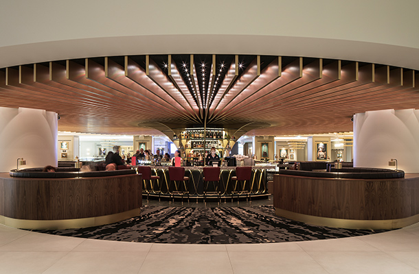 Lighting Design Bar Booth Seating Music Inspired Disc Ceiling Installation Dynamic Light Patterns Hard Rock Hotel London Nulty