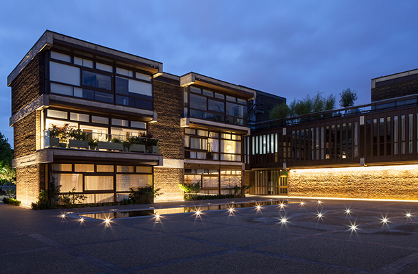 Nulty - Baylis Old School Exterior Architectural Lighting Design Converted Secondary School Residential Development Brutalist Architecture Consultants London Nulty
