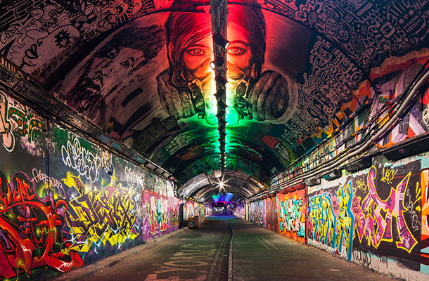 Nulty - Leake Street Arches Architectural Lighting Design Scheme Graffiti Tunnel Leake Street Arches Waterloo London Nulty