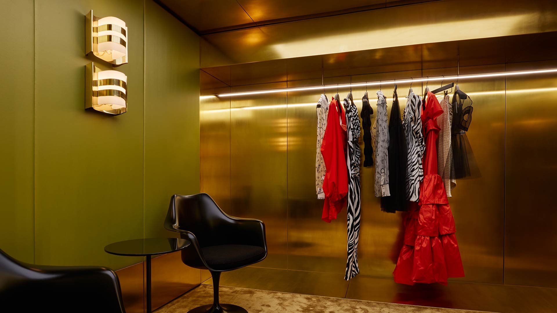 Luxury Retail Lighting Scheme Exclusive Fitting Room Integrated Light Hanging Rail Decorative Wall Lights Browns London Consultants Nulty