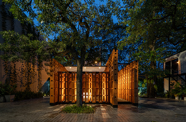 Lighting Design Stay Cool Pavilion Terracotta Brickwork Installation Bangkok Design Week 2021 Consultants Nulty