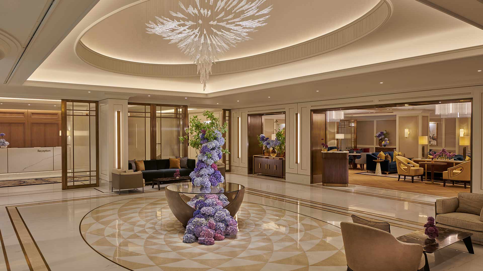 Hotel Architectural Lighting Design Illuminated Coffer Feature Chandelier The Carlton Tower Jumeirah London Consultants Nulty